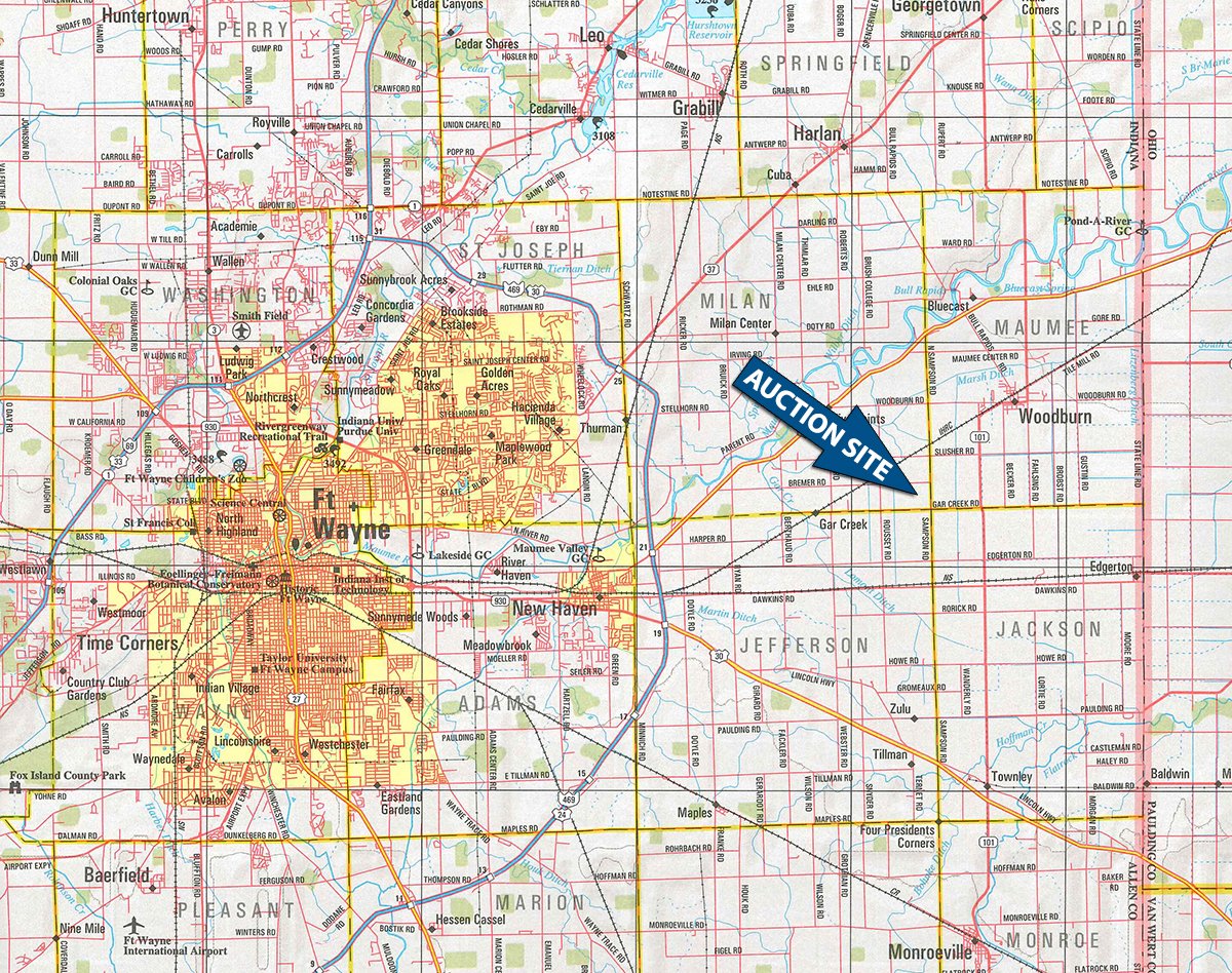 Area map - FARM EQUIPMENT AUCTION - NEW ERA FARMS, LP IN ALLEN COUNTY, INDIANA